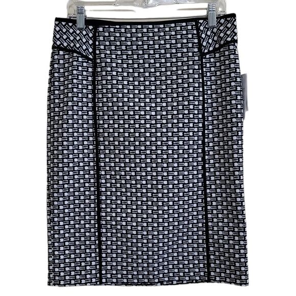 Laundry By Shelli Segal Black and White Midi Skirt Sz 8 NWT - Picture 3 of 8